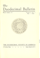 Duodecimal Bulletin Whole No 1A | Vol B No 1 Duodecimal Bulletin Whole No 1A | Vol B No 1