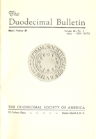Duodecimal Bulletin Whole No 20 | Vol 10 No 1 Duodecimal Bulletin Whole No 20 | Vol 10 No 1