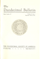 Duodecimal Bulletin Whole No 2A | Vol 15 No 1 Duodecimal Bulletin Whole No 2A | Vol 15 No 1