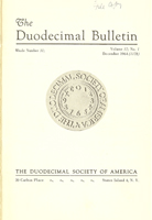 Duodecimal Bulletin Whole No 31 | Vol 17 No 1 Duodecimal Bulletin Whole No 31 | Vol 17 No 1