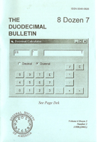 Duodecimal Bulletin Whole No 87 | Vol 43 No 2 Duodecimal Bulletin Whole No 87 | Vol 43 No 2